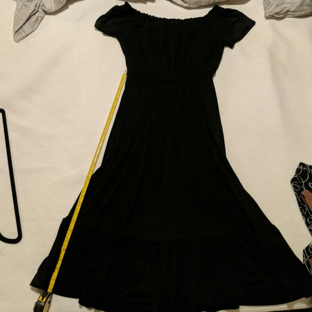 Black jersey off the shoulder midi dress